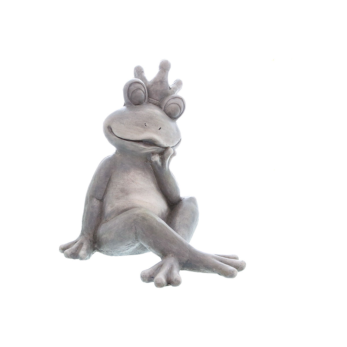Froschkönig sitzend 31 x 26,5 x 34 cm grau
