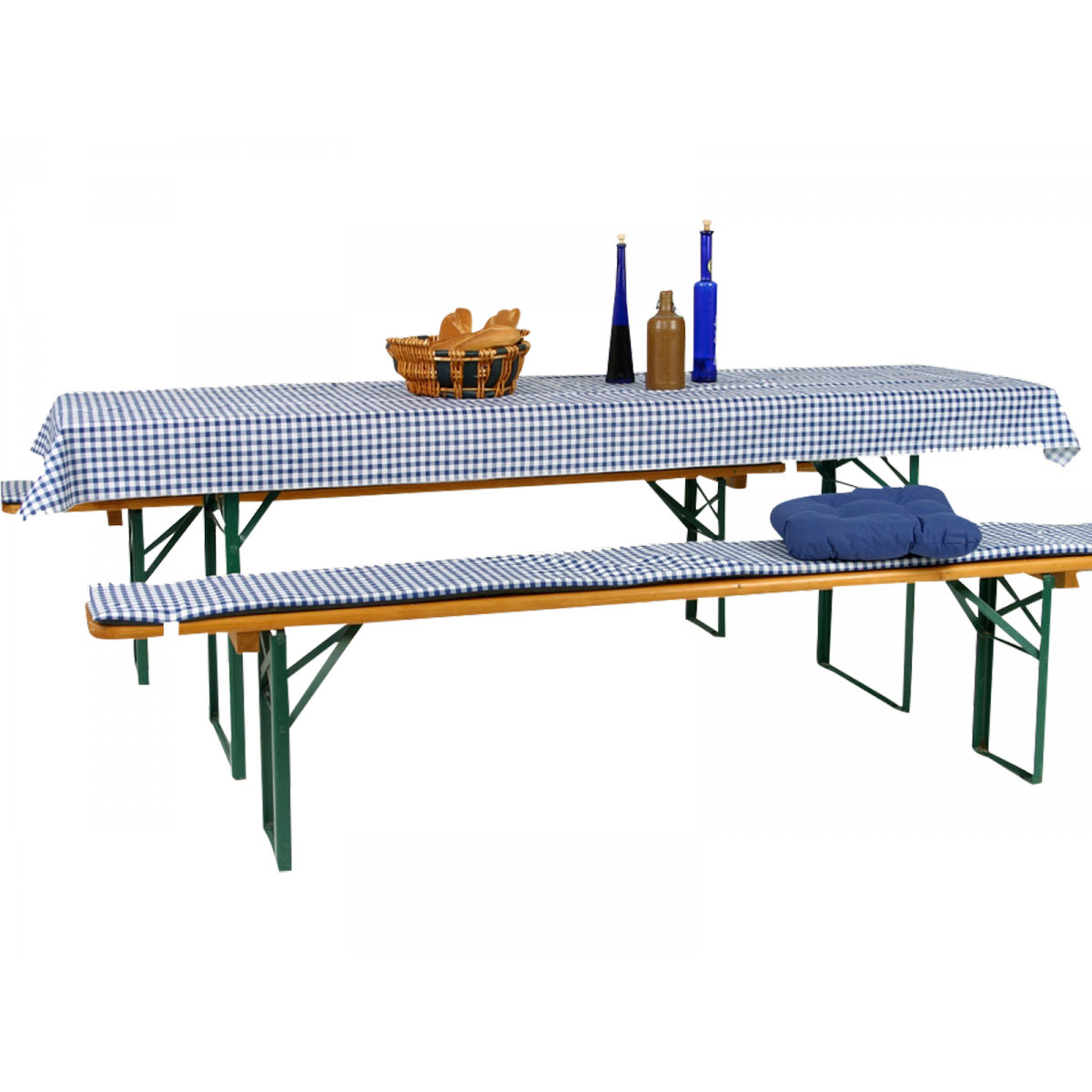 GO-DE Auflagen für Bierzeltgarnitur 3 teilig blau/weiß kariert