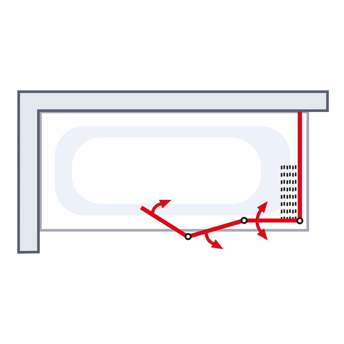 Schulte Badewannenfaltwand 3-teilig 1288 x 1400 mm mit Seitenwand und Deckenstütze Bild 4