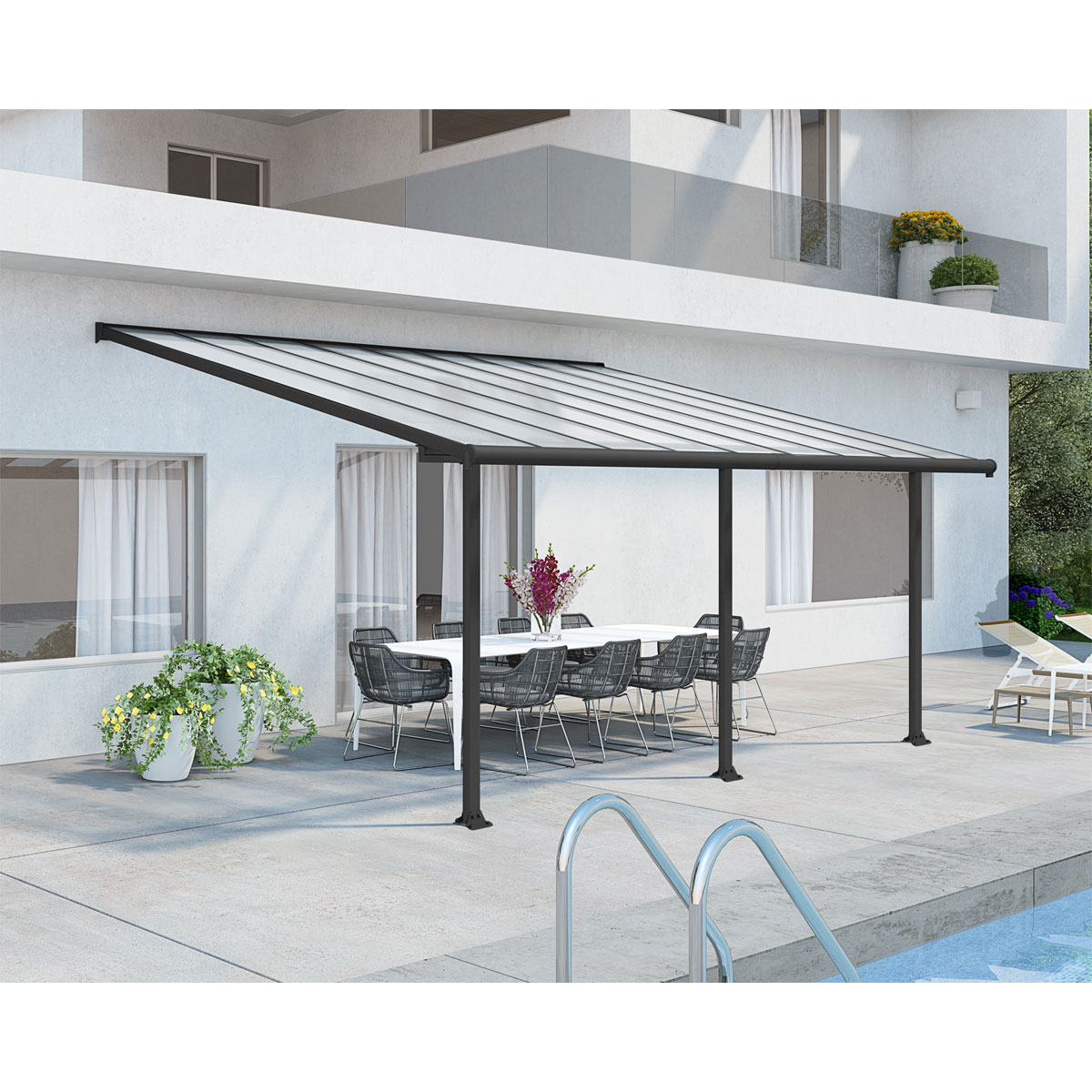 Terrassenueberdachung Olympia 3x5.46Alu Grau 294x546cm
