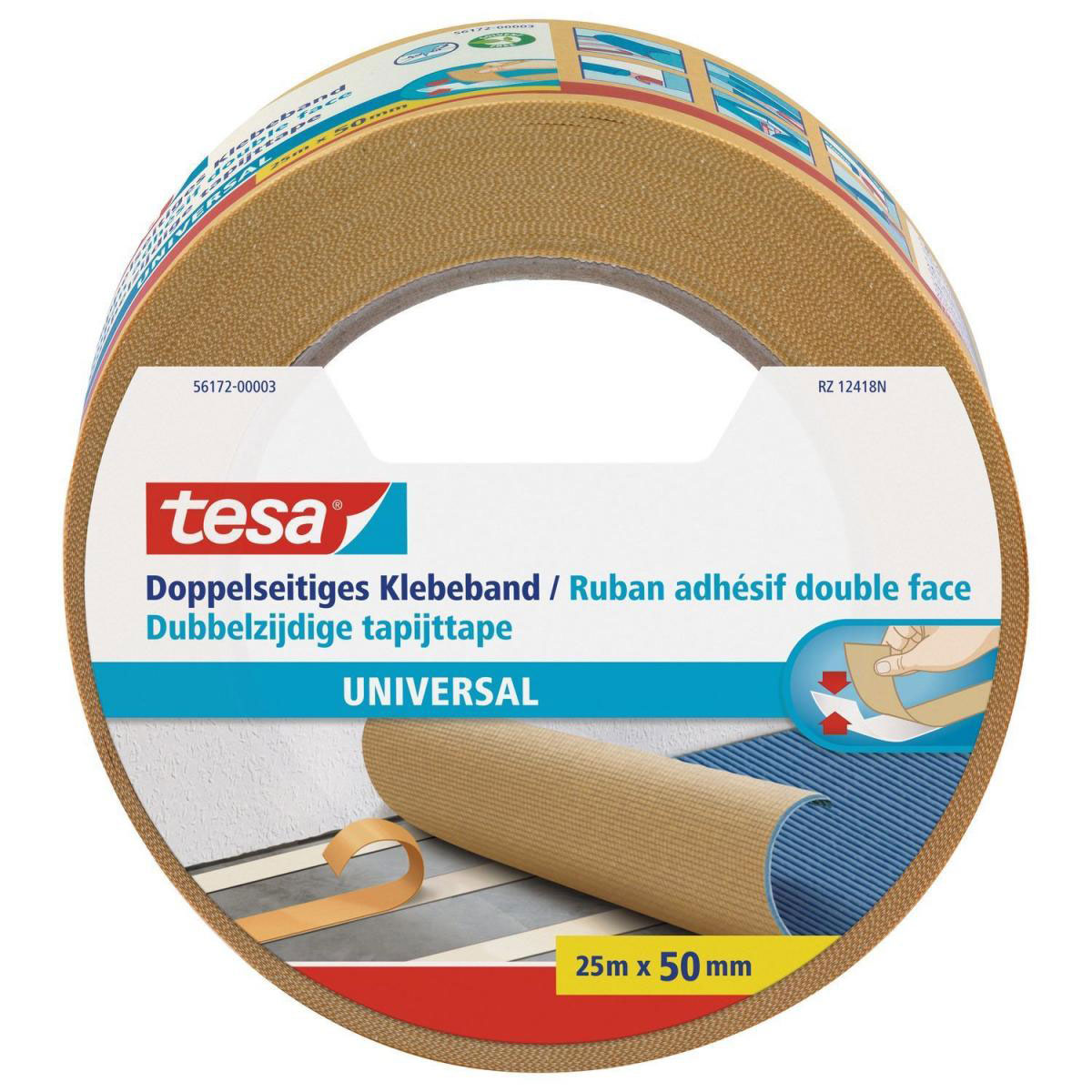 Tesa Doppelseitiges Klebeband universal 25 m x 50 mm