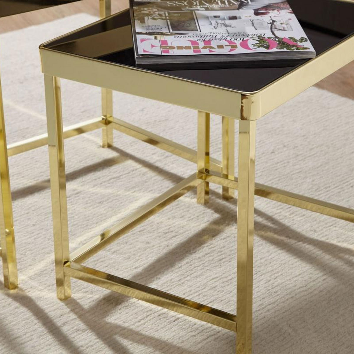 Wohnling Satztisch Viola Schwarz/Gold Metall/Glas Bild 3