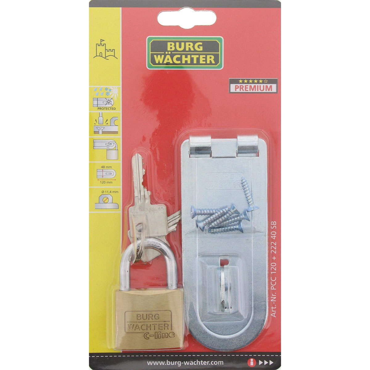 Burg Wächter Schloss-Set 222/40 mit Überfalle PCC 120