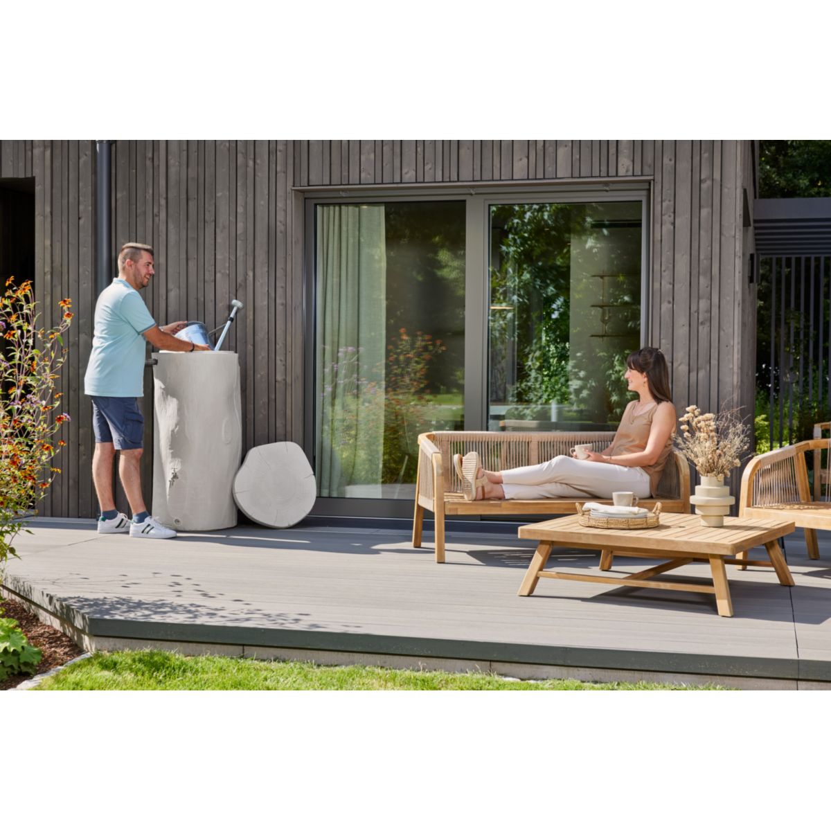 Garantia Regentonne Woodstock Baumstamm 250 L grau Bild 5