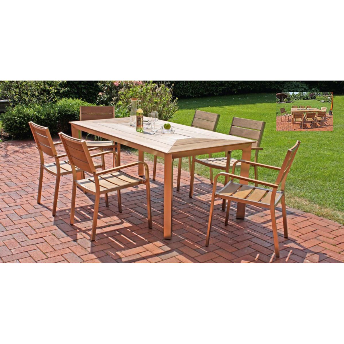 Garden Pleasure Tischgruppe FLORENCE, 9tlg. Aluminium, Polystyrol, Nonwood Bild 9