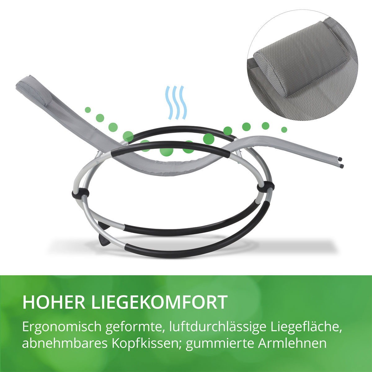 Leco Klappbare Schaukelliege Sonnenliege Grau Bild 3