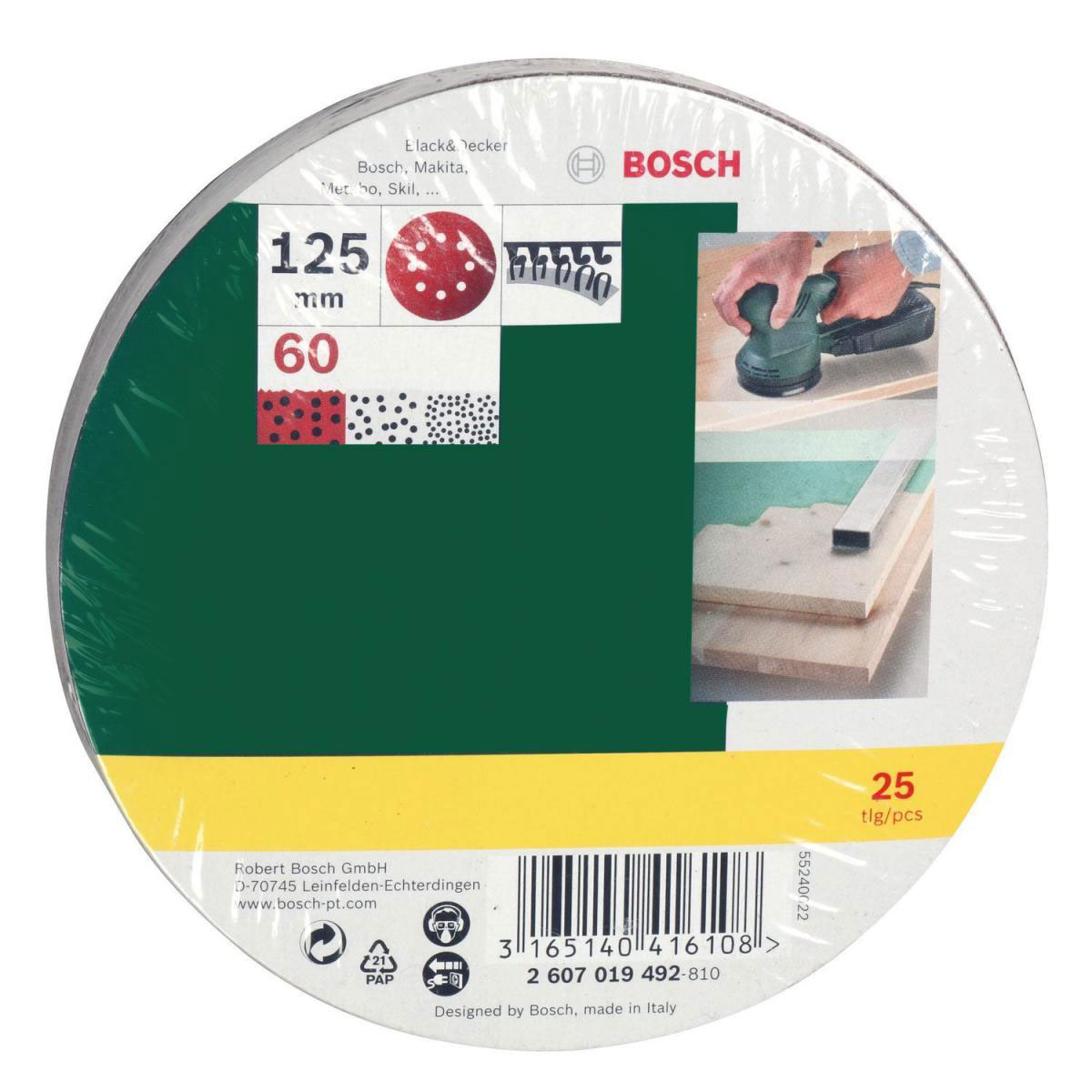 Bosch  Exzenterschleifblätter-Set 12,5 cm K60 25 Stück Bild 2