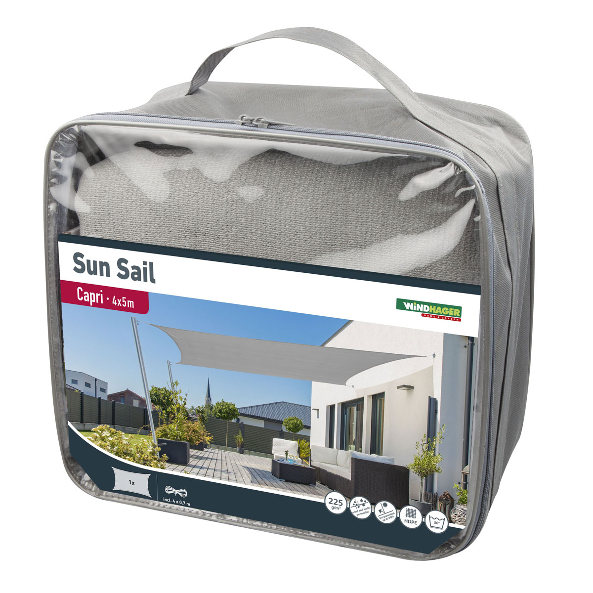 Rechteck-Segel Capri 4 x 5 m grau Bild 4