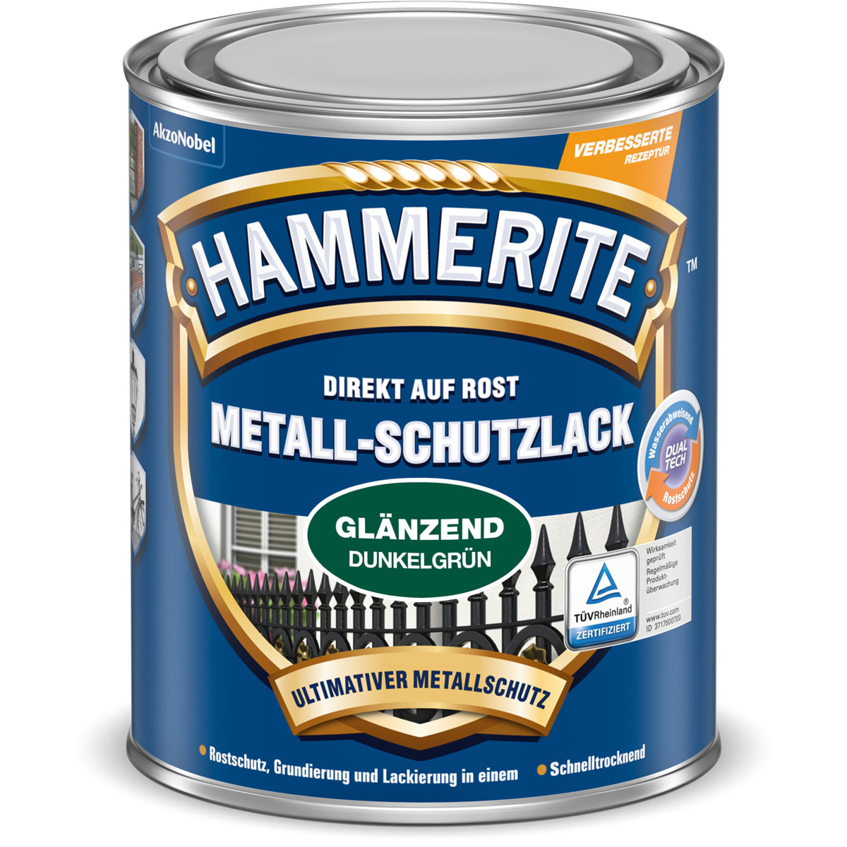 Hammerite Metallschutzlack dunkelgrün glänzend 2,5 L Bild 1