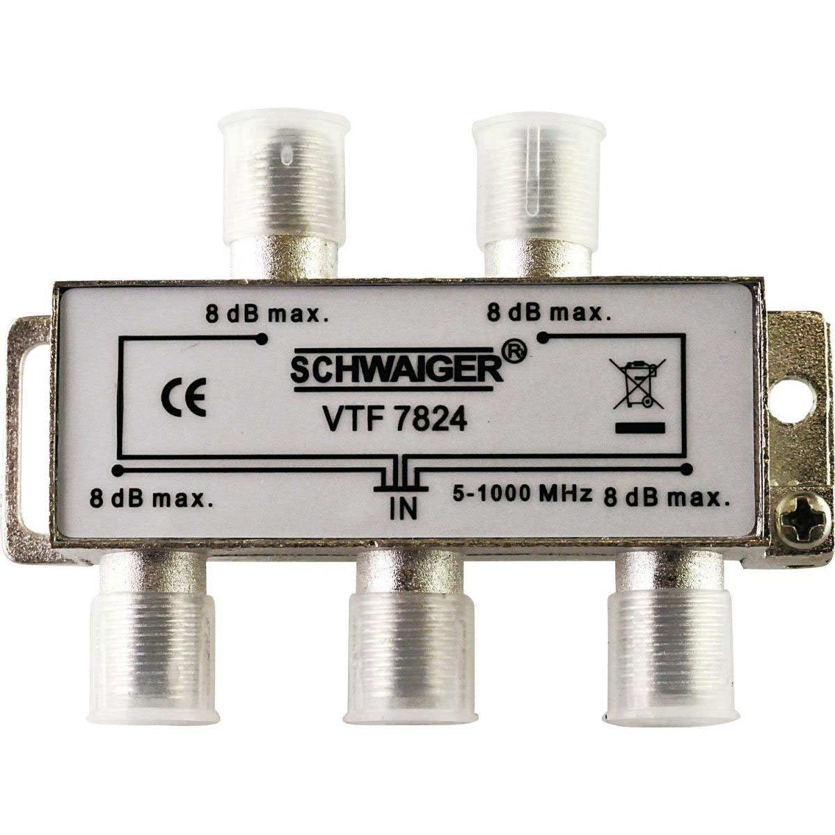 Schwaiger 4-fach Verteiler 8 dB 5-1000MHz für Kabel/Antenne
