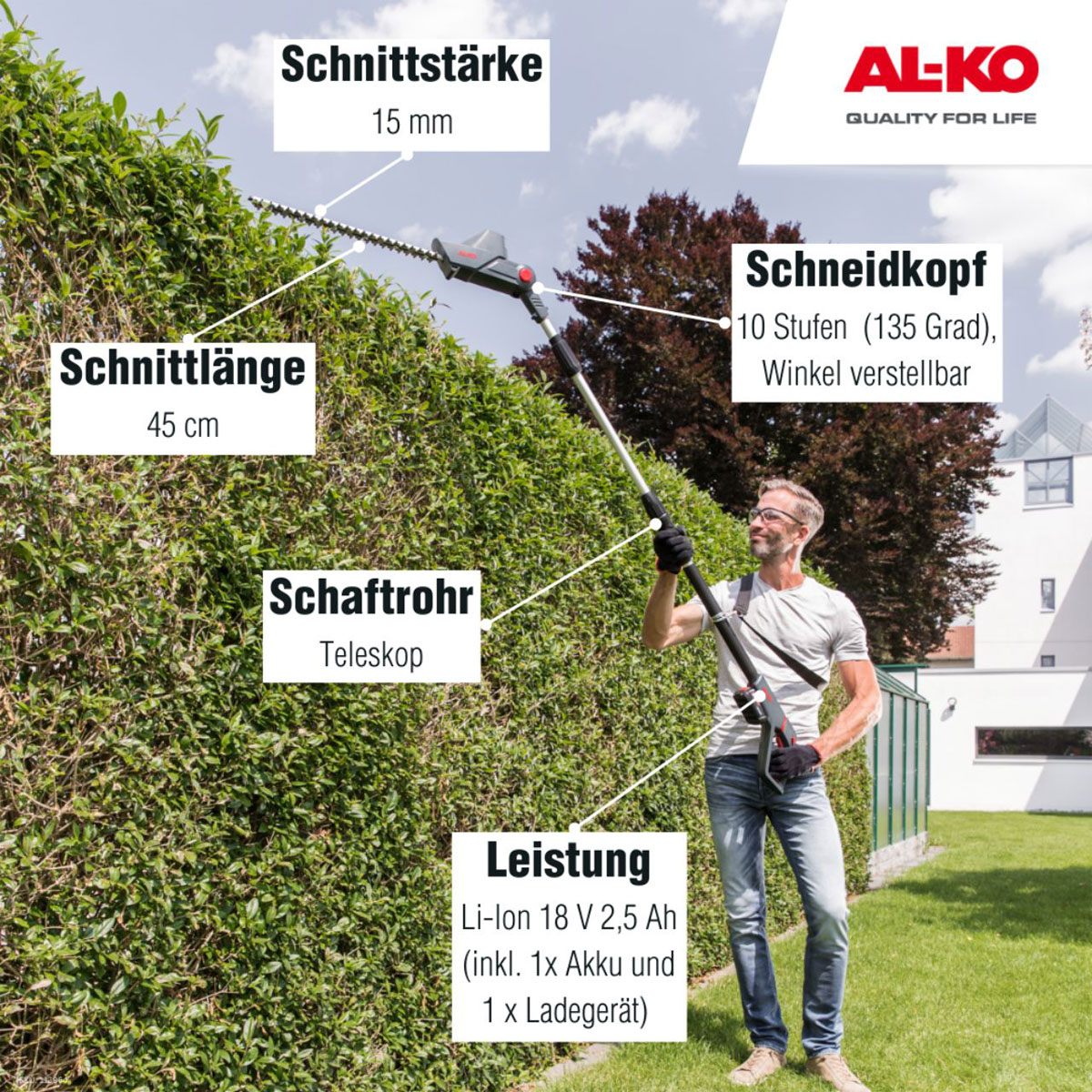 AL-KO  Akku-Hochheckenschere 18 V HTA1845 inkl Akku Bild 9