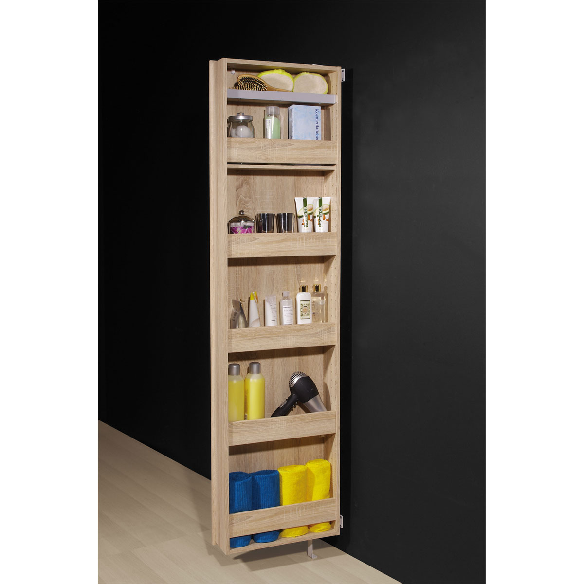 Drehschrank Ordnung mit Spiegelfront 50 x 195 x 18 cm Sonoma-Eiche-Nachbildung Bild 3