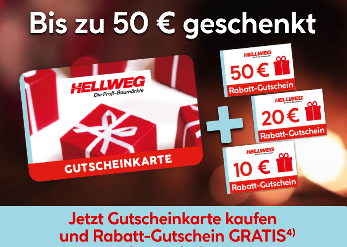 Bis zu 50 Euro geschenkt: Jetzt Gutscheinkarte kaufen und Rabatt-Gutschein GRATIS dazu erhalten.
