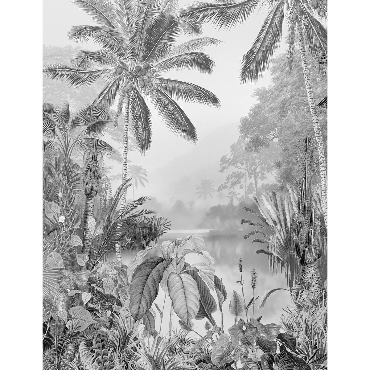 Komar  Vlies Fototapete Lac Tropical Black & White 200x270 cm Bild 2