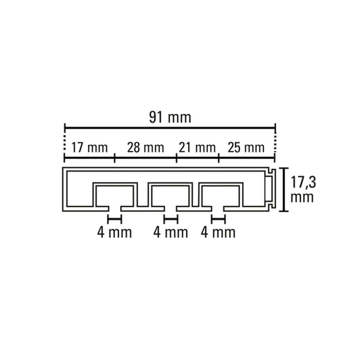 Gardinia Vorhangschiene GE3 250 cm mit Profil für Blendenbefestigung weiß Bild 7