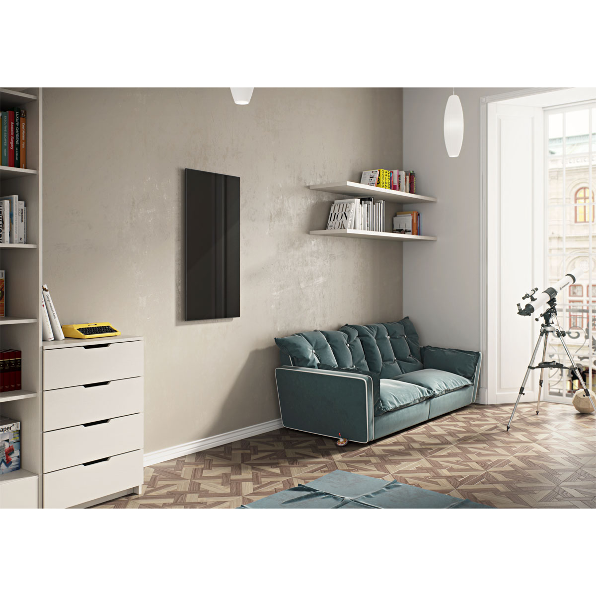 Ximax  Infrarotheizung Glaspaneel 600 x 600 mm 400 Watt Schwarz