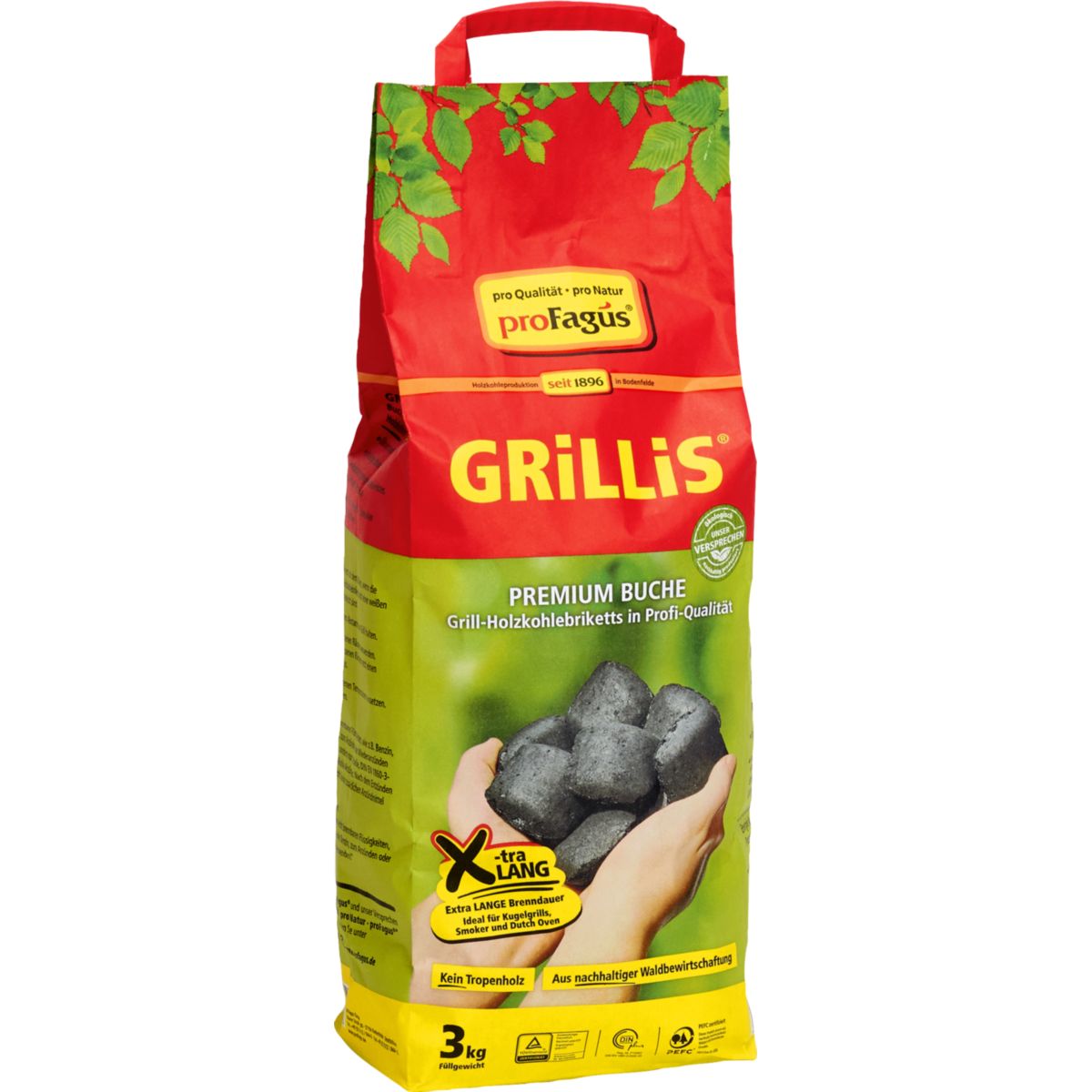 proFagus Grill-Holzkohlebriketts Grillis 3 kg