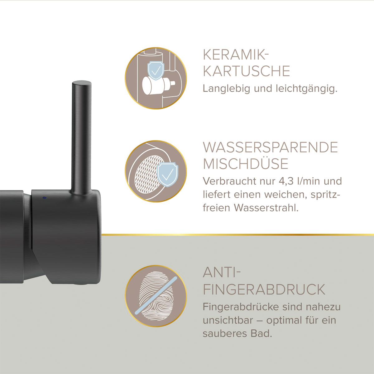 LENZ Waschtischarmatur Moana Easy-Clean Graphit Bild 6