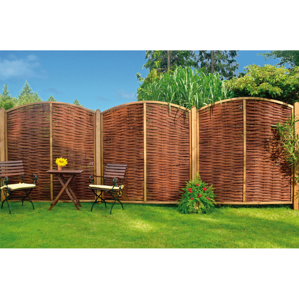 TETZNER & JENTZSCH Zaunserie „NABRO“, Weidengeflechtzaun, Bogen, 180 x 200/180 cm