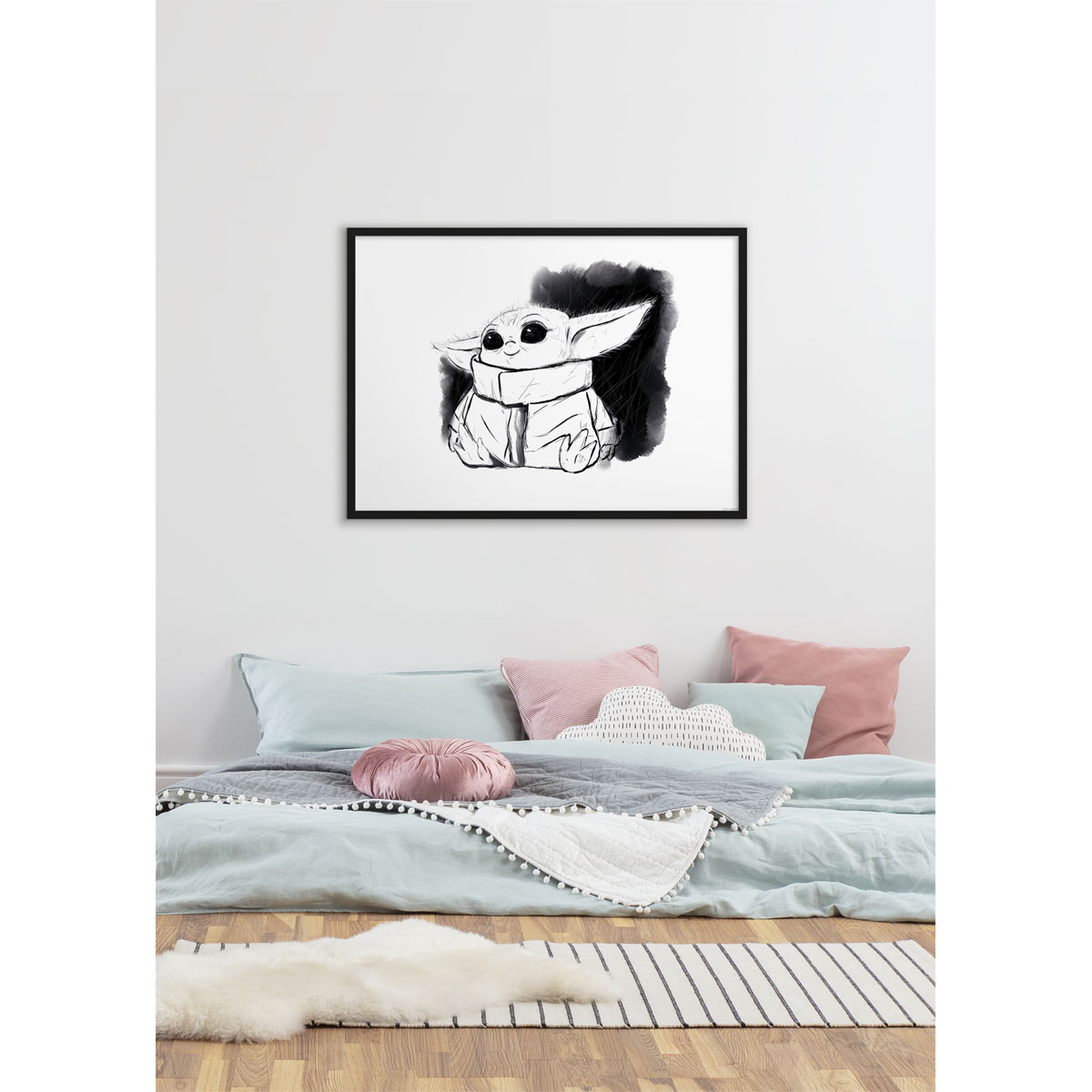 Komar  Wandbild Mandalorian The Child Sweet Black White 40x30 cm
