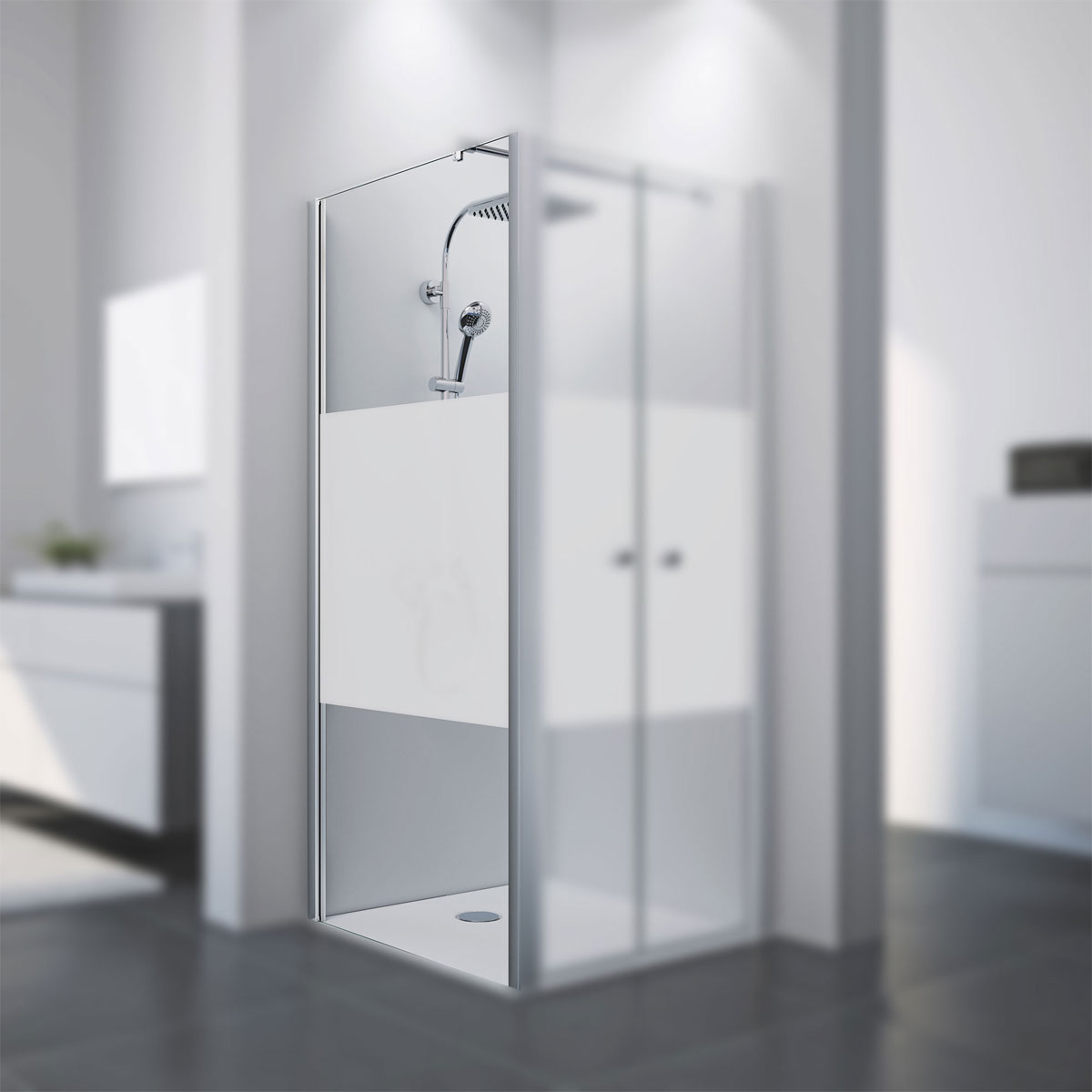 Breuer  Seitenwand Elana 8 für Drehfalttür und Drehtür, Anschlag rechts, alu chromeffekt, Klarglas, 900 mm Bild 2