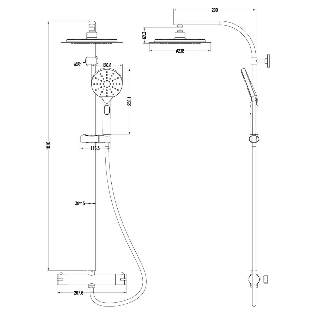 Überkopf-Brauseset Madura Fresh mit Thermostatarmatur chrom Bild 2
