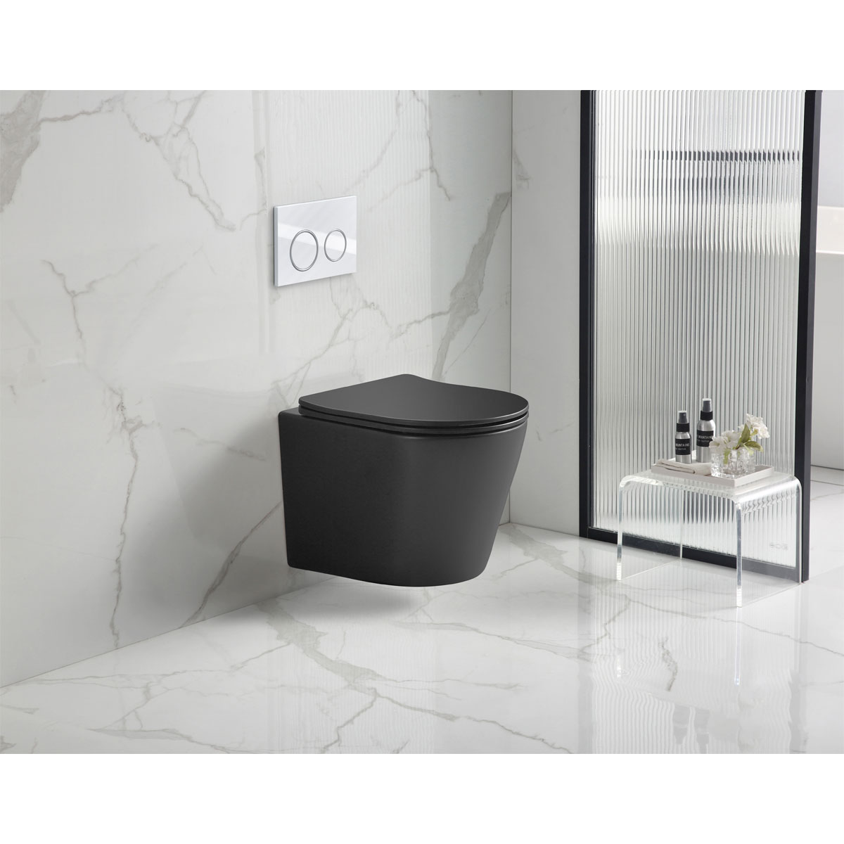 Spülrandloses Wand-WC-Set Nakia schwarz-matt Bild 5