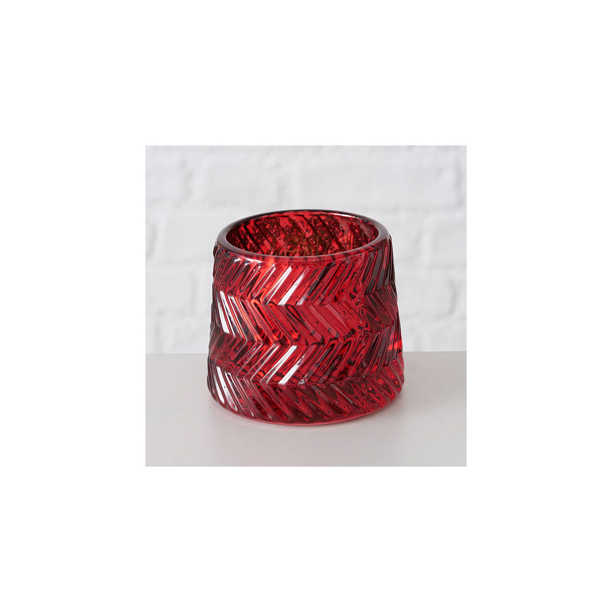 Teelichthalter Sabena Rund 8 x 8 x 87 cm rot Glas Bild 5