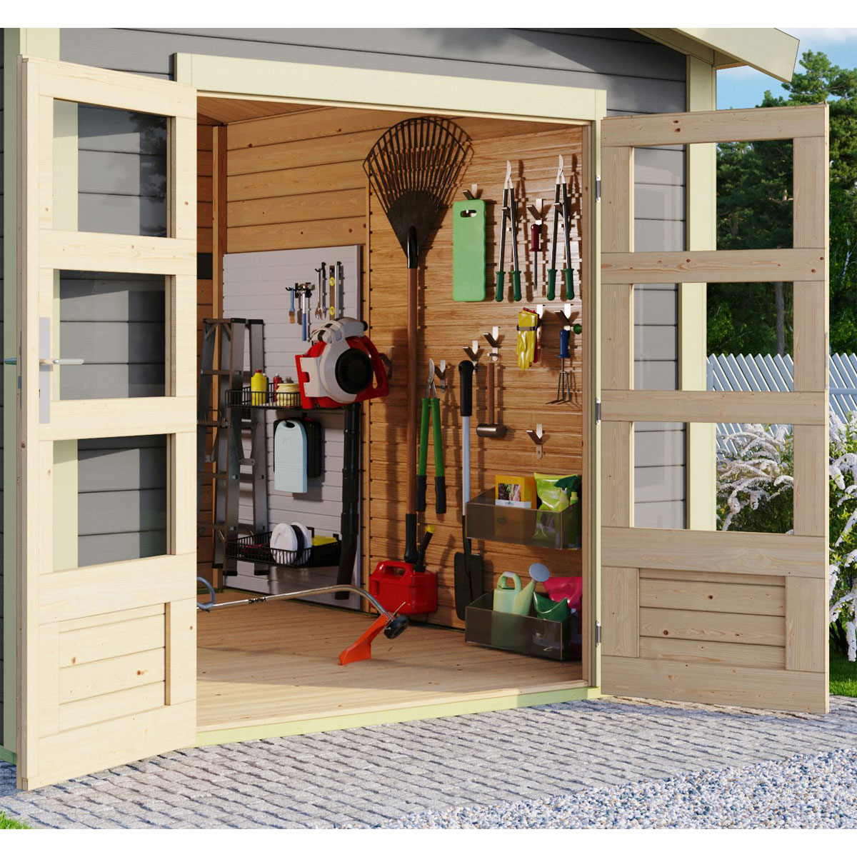 Karibu  Blockbohlenhaus Theres 3 terragrau Bild 5