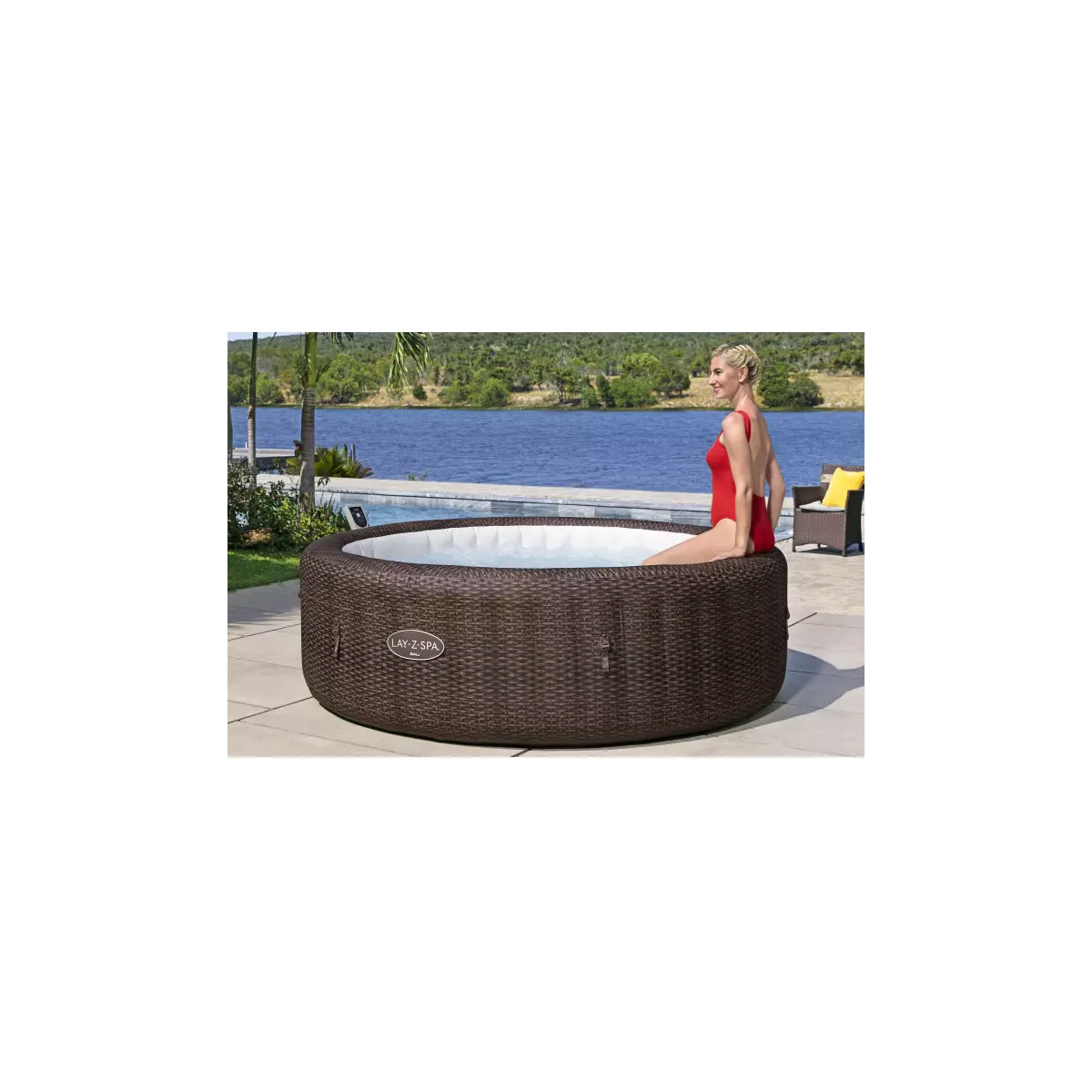 Bestway LAY-Z-SPA® Energiespar-Whirlpool Bali AirJet™ mit App-Steuerung, Ø 216 x 71 cm, Rattan-Optik Bild 5