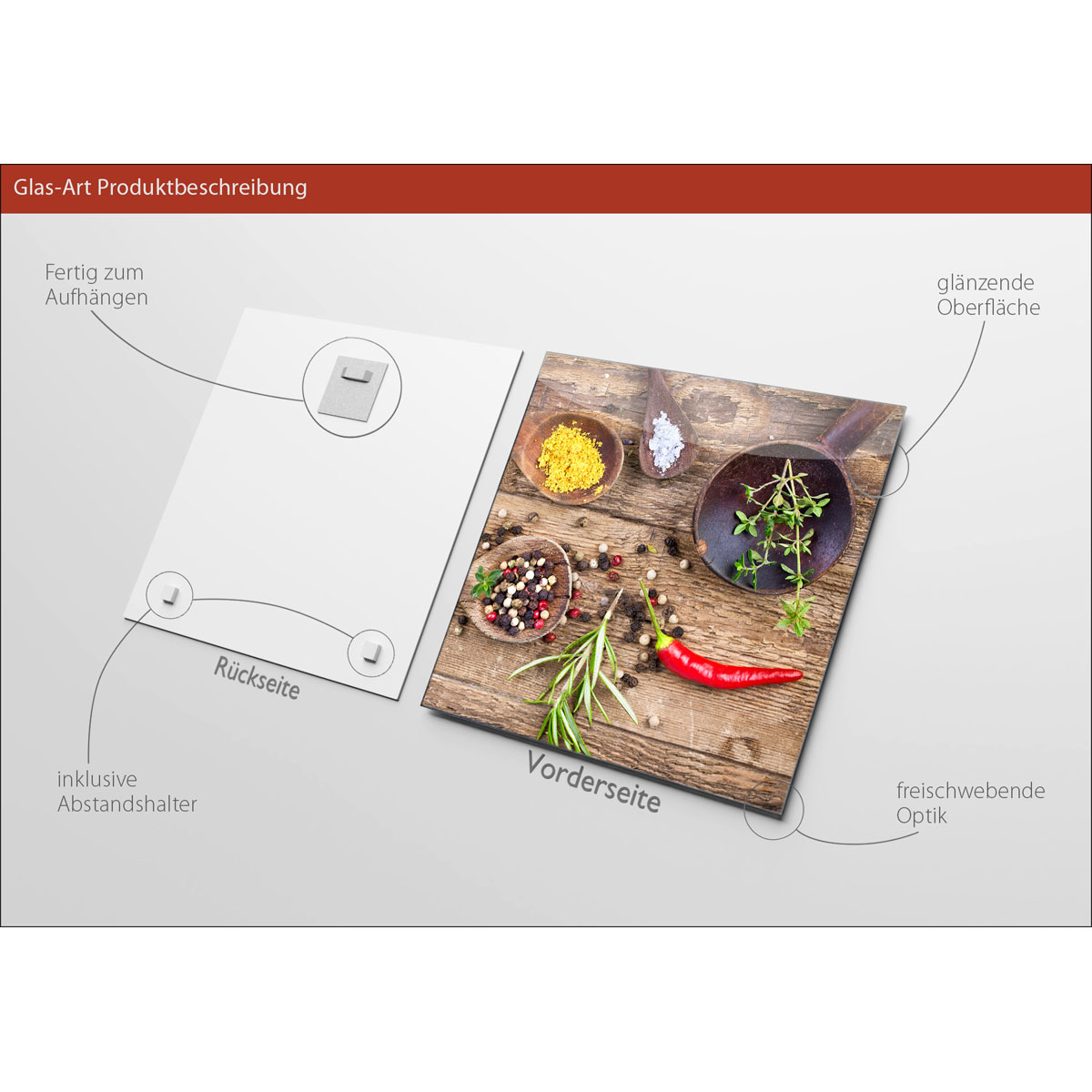 Glas-Art Herbage In Bowl IV 20 x 20 Glasbild Bild 3