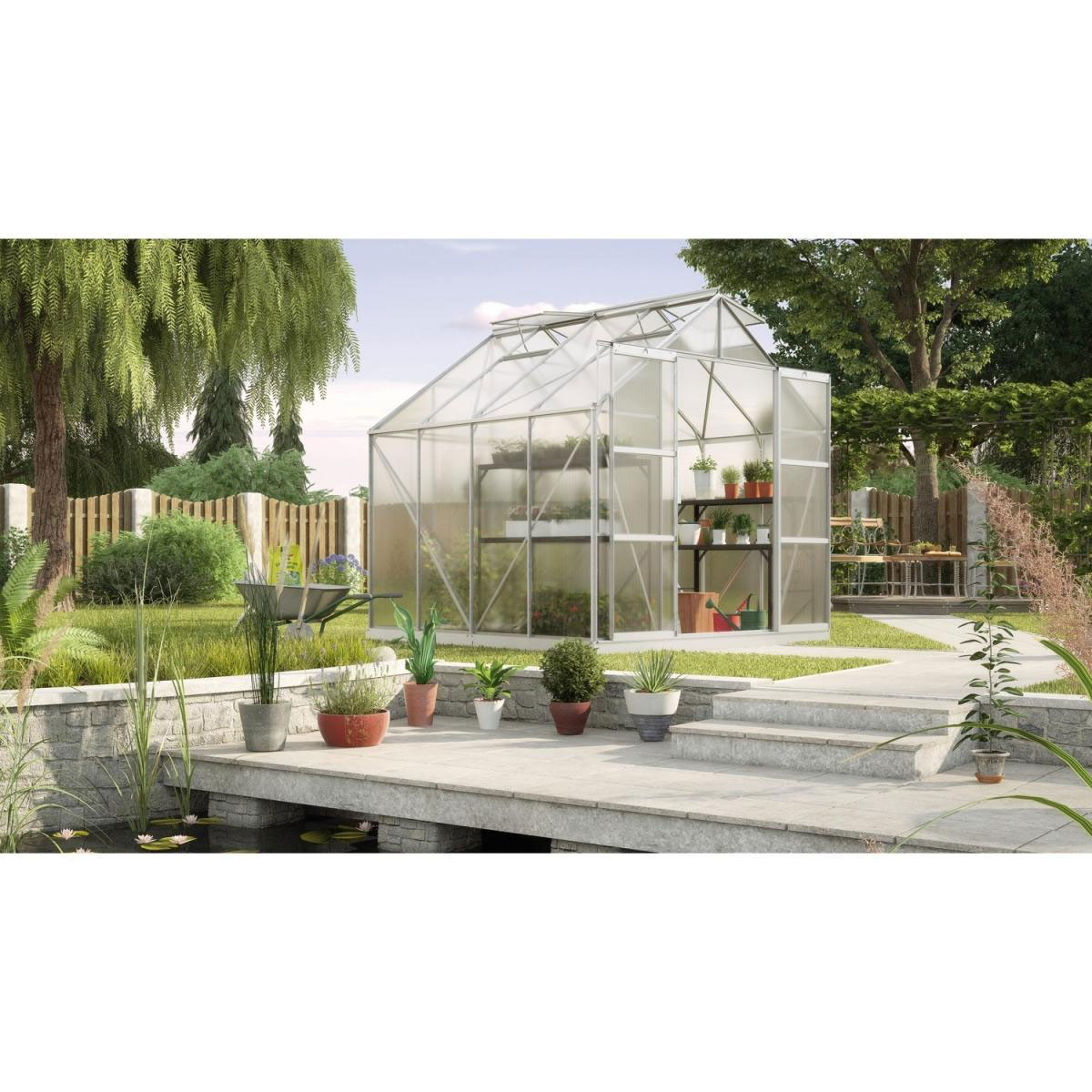 Vitavia Gewächshaus Uranus 6700 6,7m² 6 mm Hohlkammerplatten silber