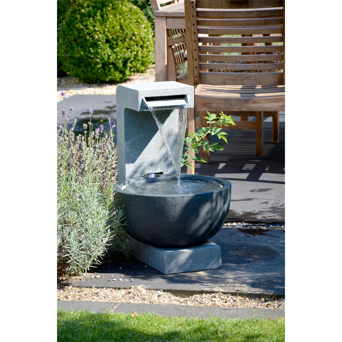 dobar XL Design-Gartenbrunnen mit LEDs 52 x 65 x 44 cm grau Bild 4