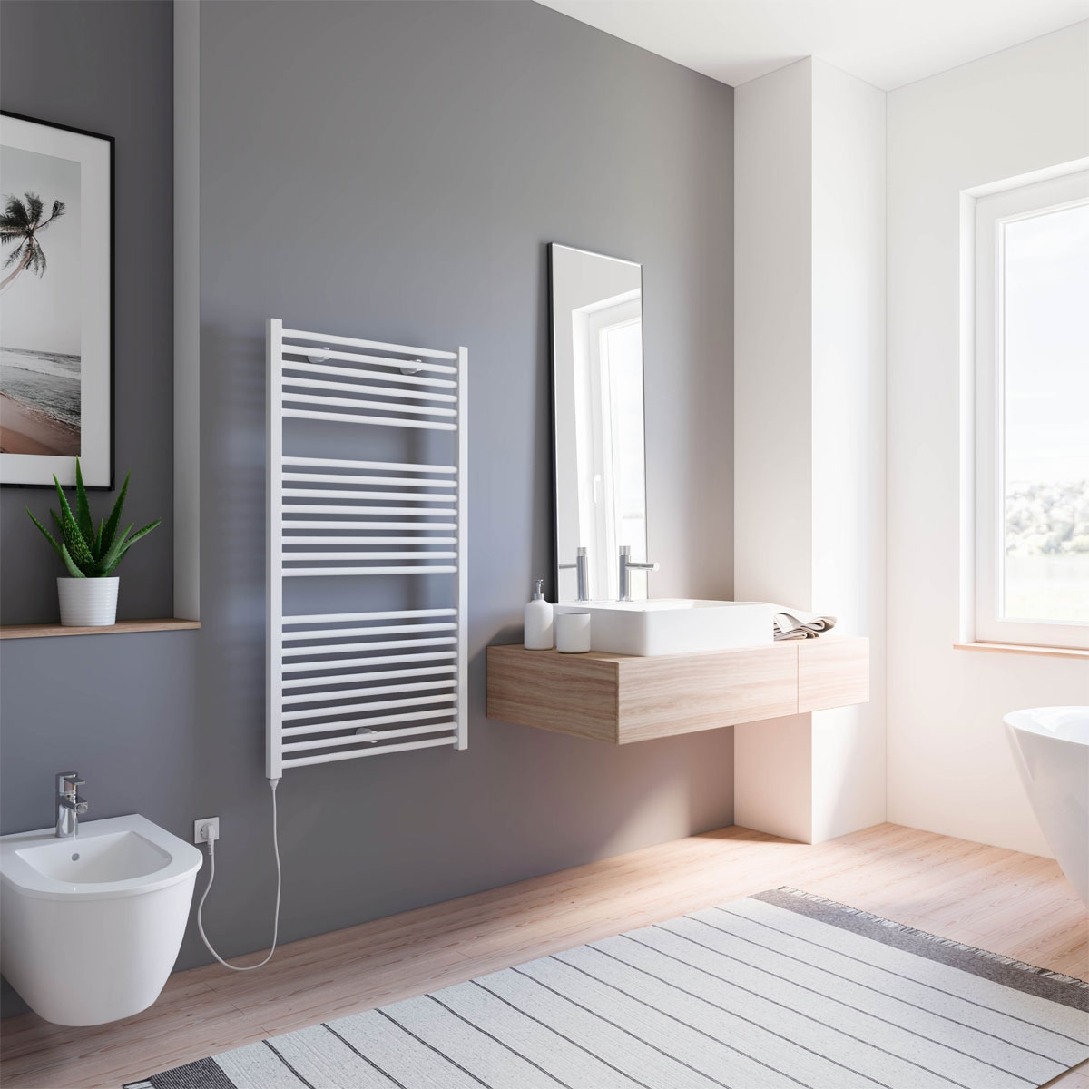 Schulte  Handtuchwärmekörper Turbo steckerfertig inklusive Heizstab 1 Anschluss rechts 60 cm x 113,5 cm
