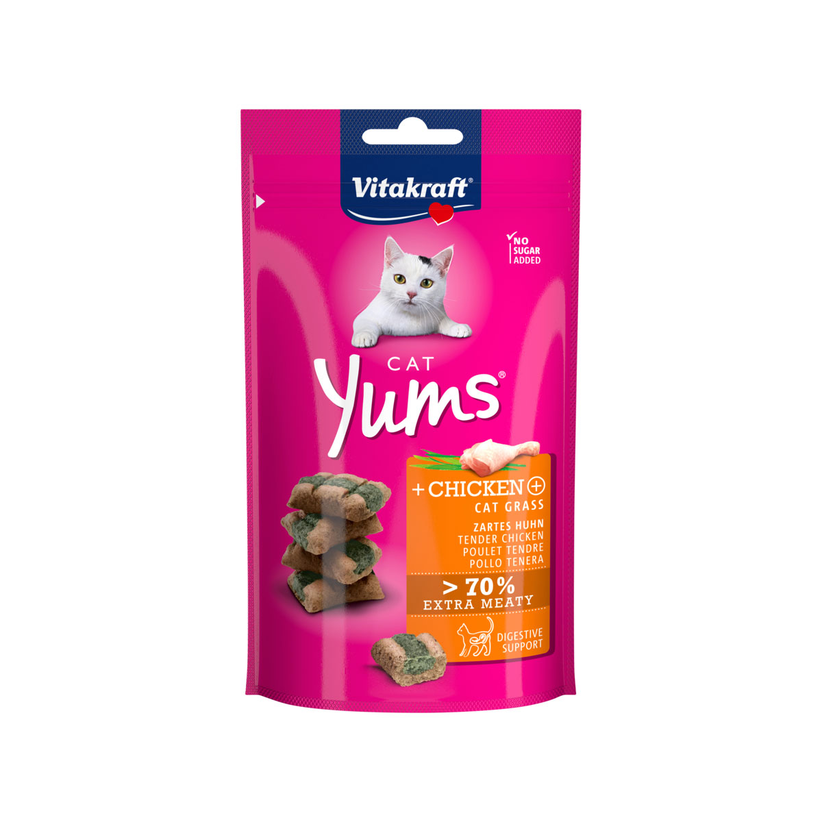 Vitakraft  Snack Yums Huhn Katzengras Inhalt 40 g im Beutel Bild 2