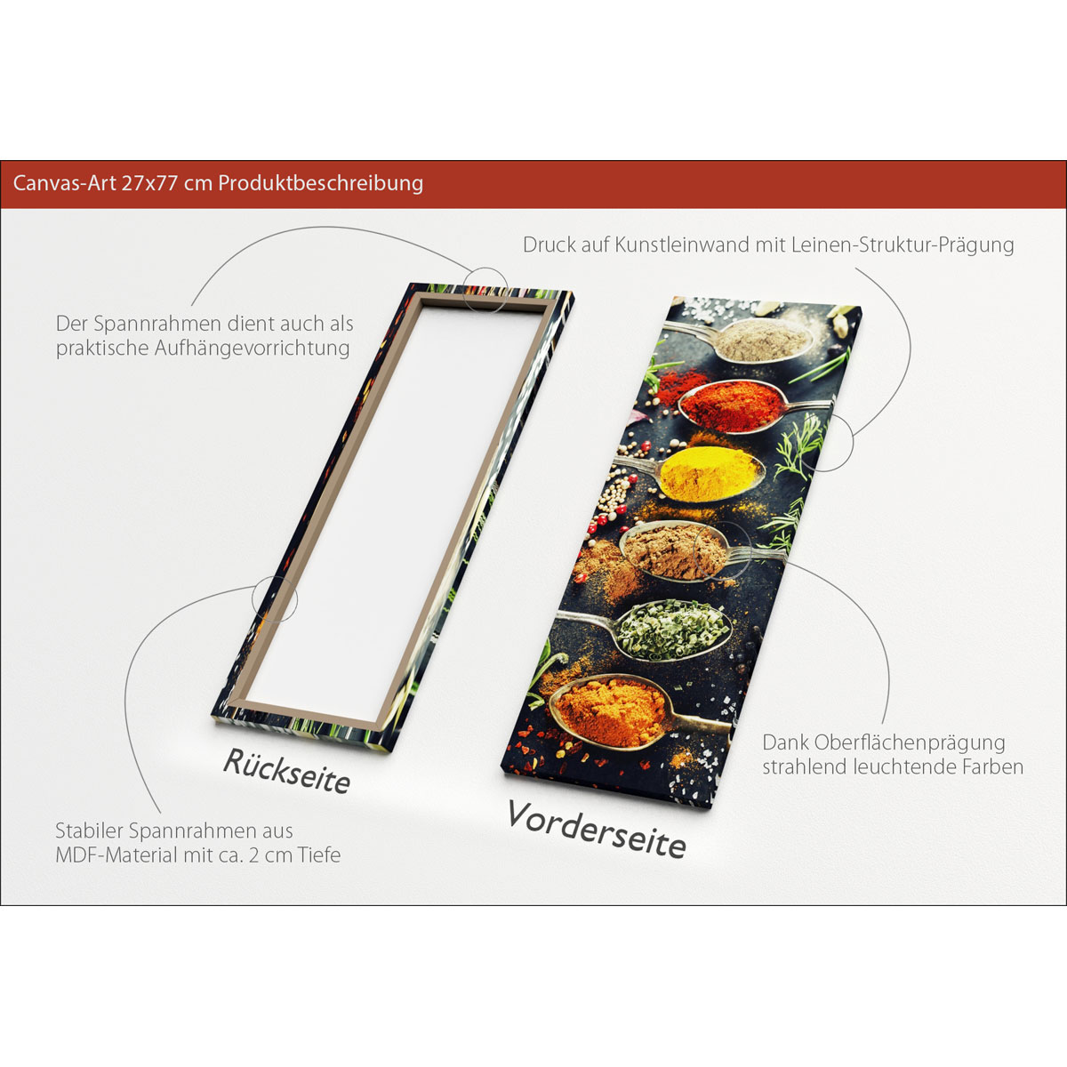 Canvas-Art Vintage Herbage I 30 x 80 cm Bild 3