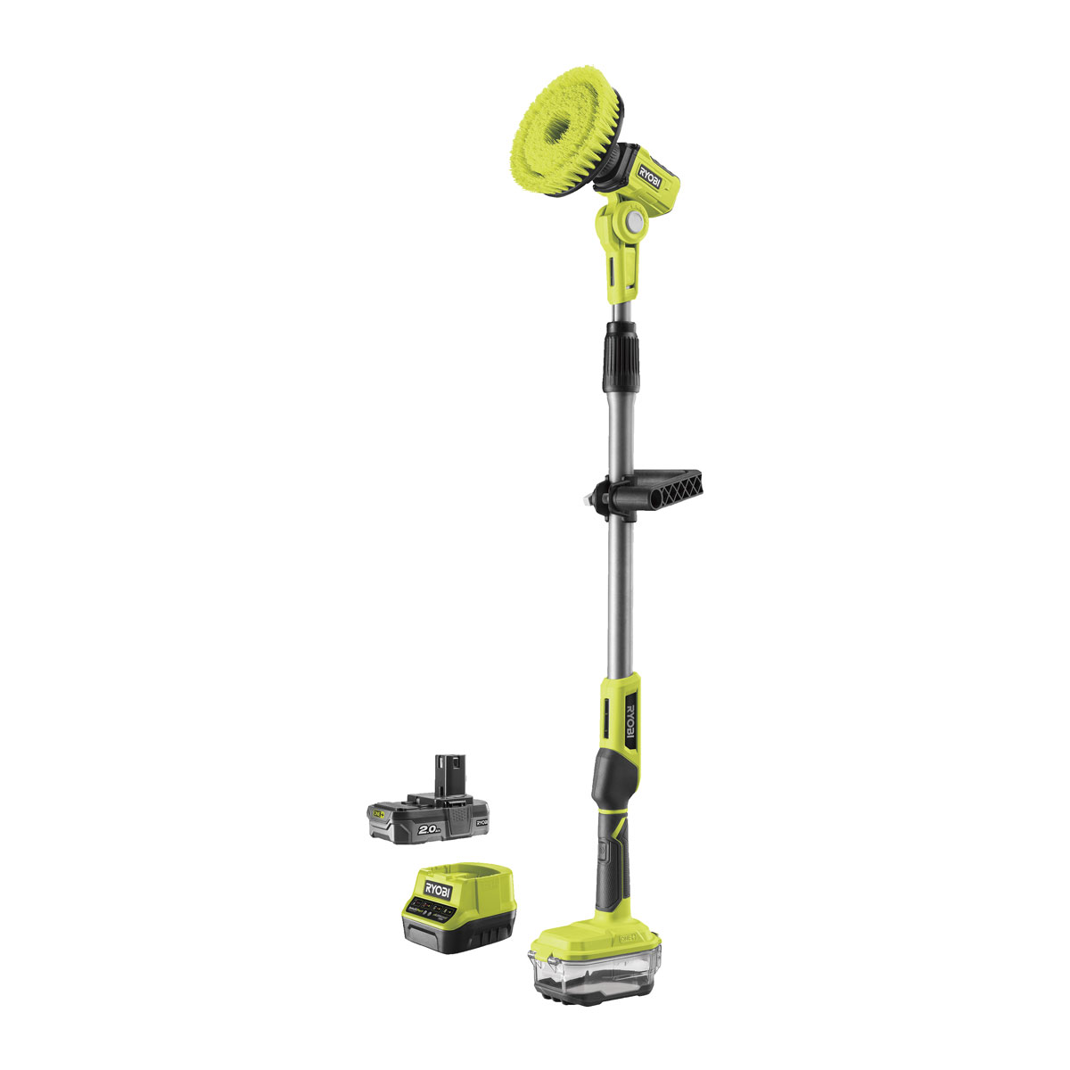 Ryobi  18V Akku-Reinigungsbuersten-Set R18TPS-120G teleskopierbar inkl 2,0 Ah Akku u Ladegerät Bild 1