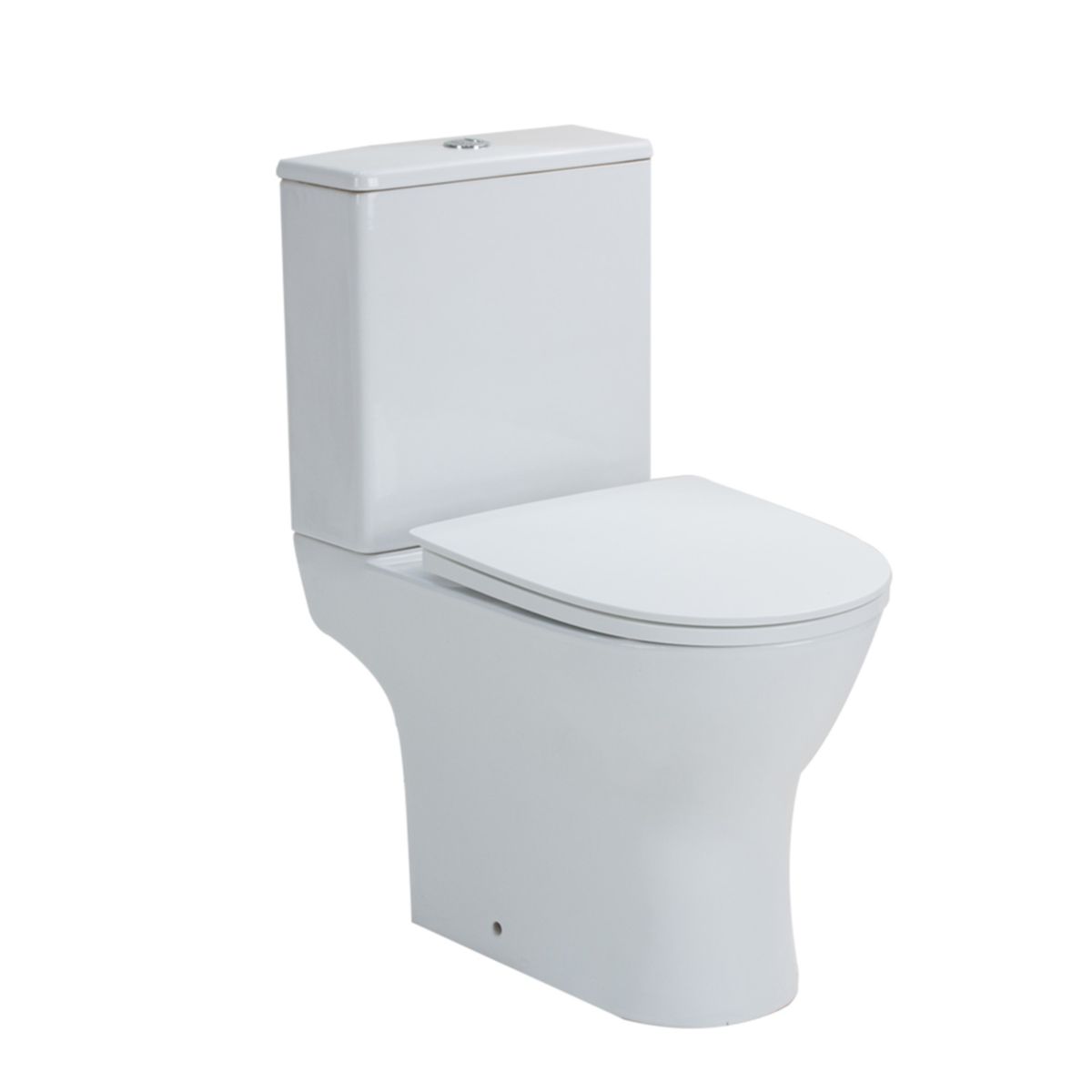 sanicomfort Stand-WC Kombination Paros spülrandlos, inkl. WC-Sitz und Spülkasten mit waagerechtem Abgang