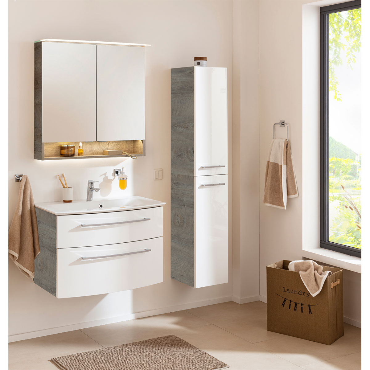 Fackelmann  Waschtisch-Set B.Style 832 x 543 x 478 mm Nature Oak/Weiß Bild 7