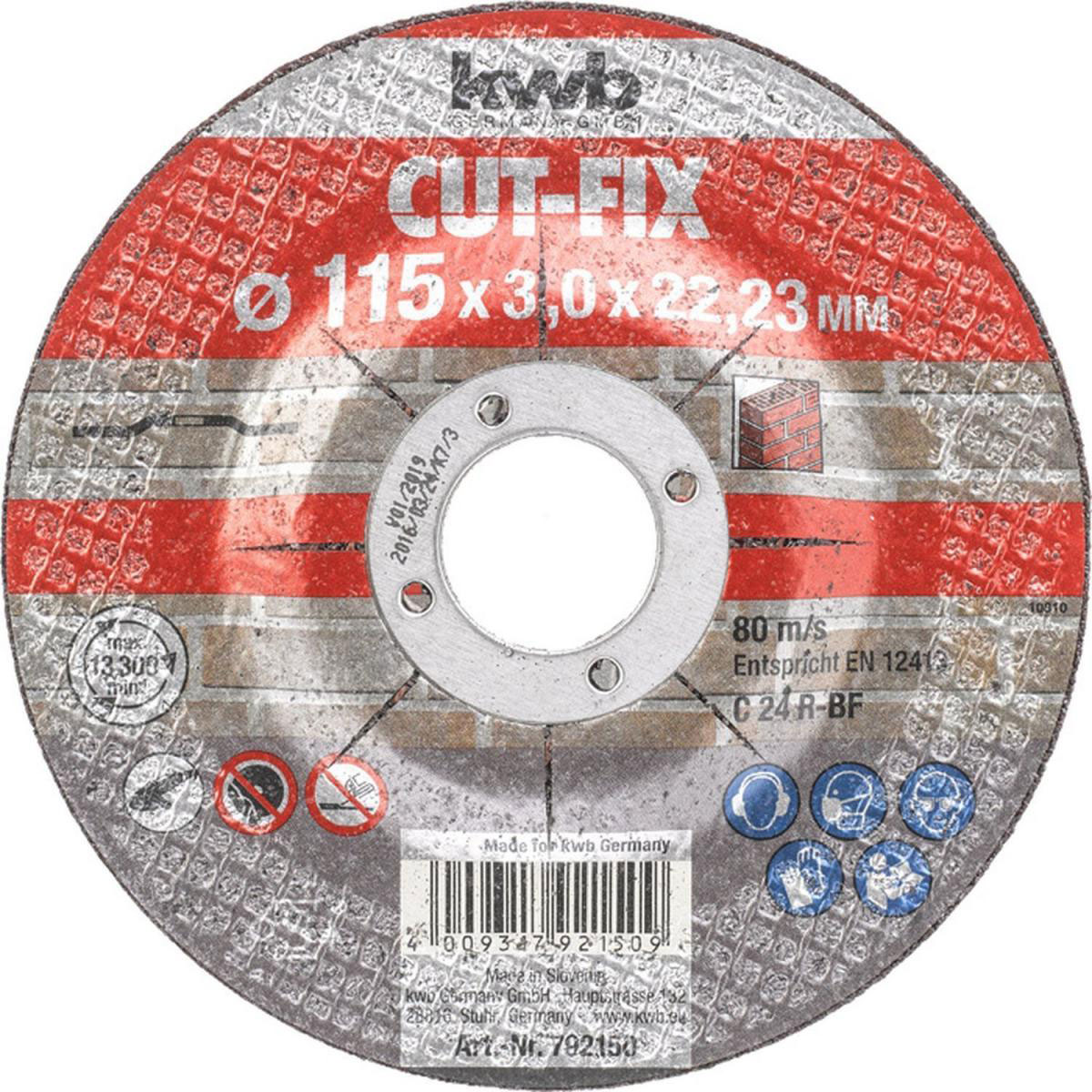 kwb  Trennscheibe Cut Fix Steinbearbeitung Durchmesser 115 mm Bild 1