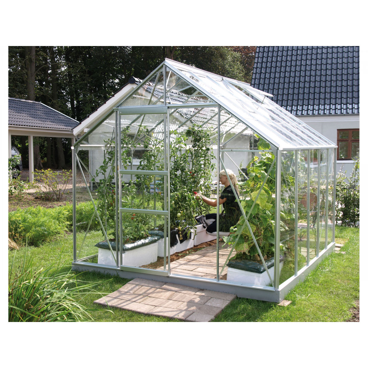 Vitavia Gewächshaus Merkur 8300 8,3m² 3 mm Einscheibensicherheitsglas silber Bild 1