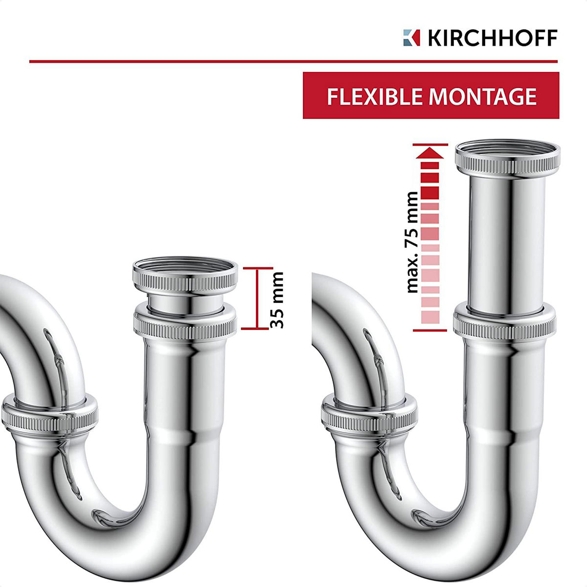 Kirchhoff Röhrensiphon 1¼ x 32 mm verchromt Bild 6