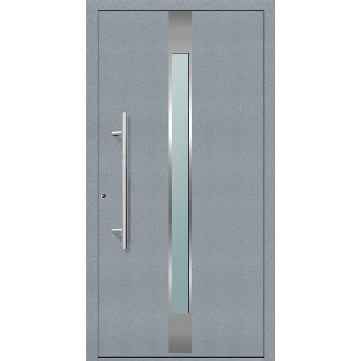 Aluminium Sicherheits-Haustür Rimini Exklusiv 75 mm grau 110 x 210 cm Anschlag links inkl Griffset