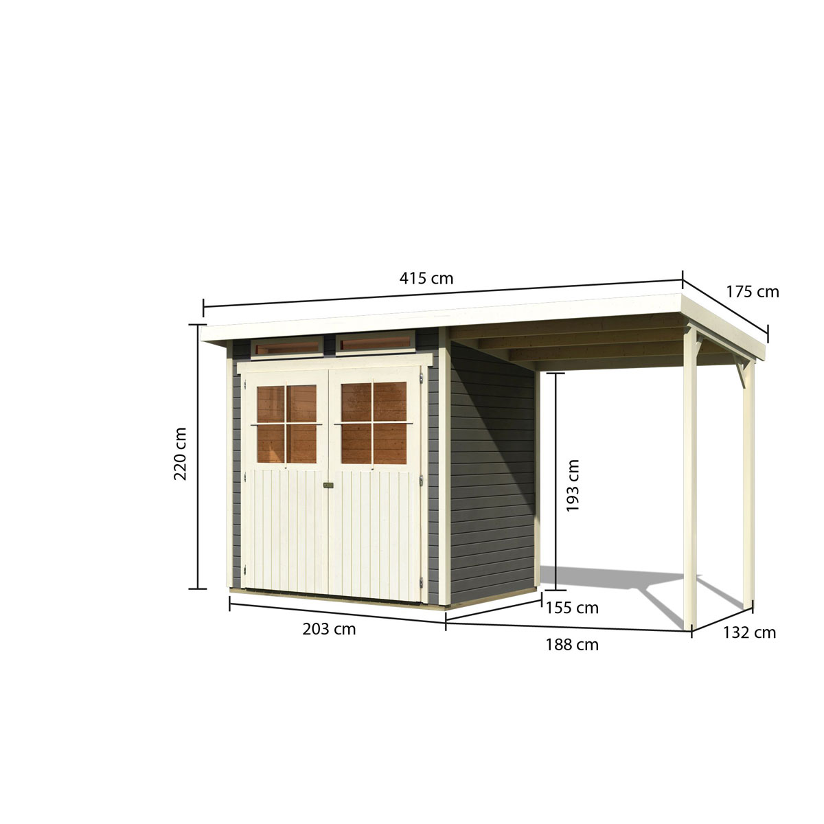 Karibu Gartenhaus Glücksburg 2 terragrau Bild 4