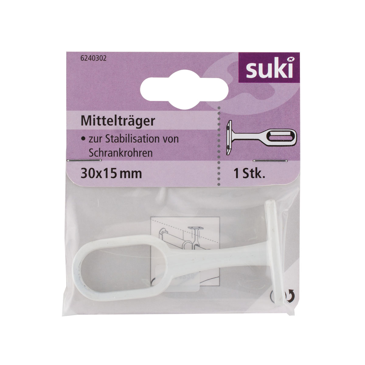 Suki Mittelhalter Durchmesser 3 cm oval weiß Bild 1