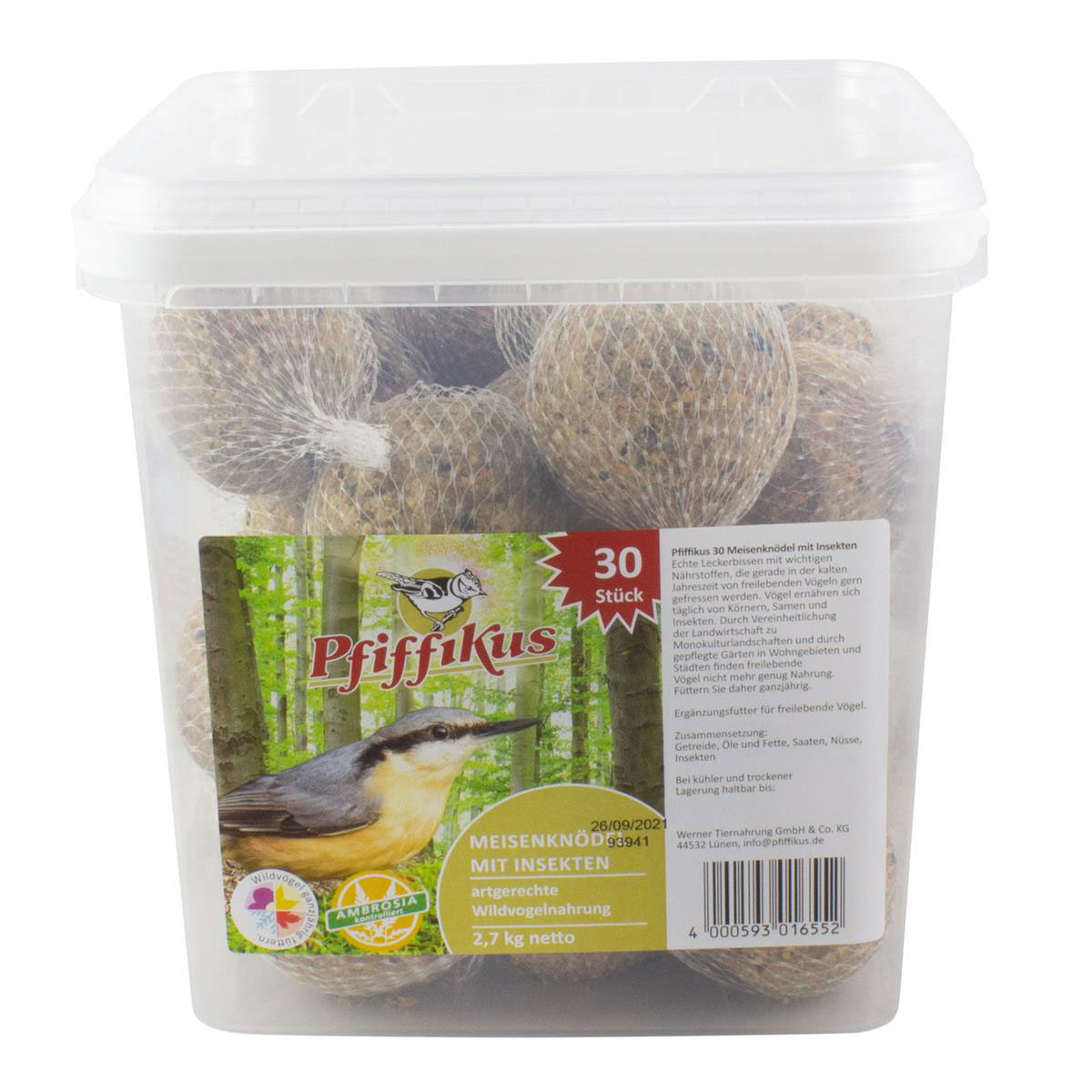 Pfiffikus Meisenkn mit Insekten 30 Stk mit Netz