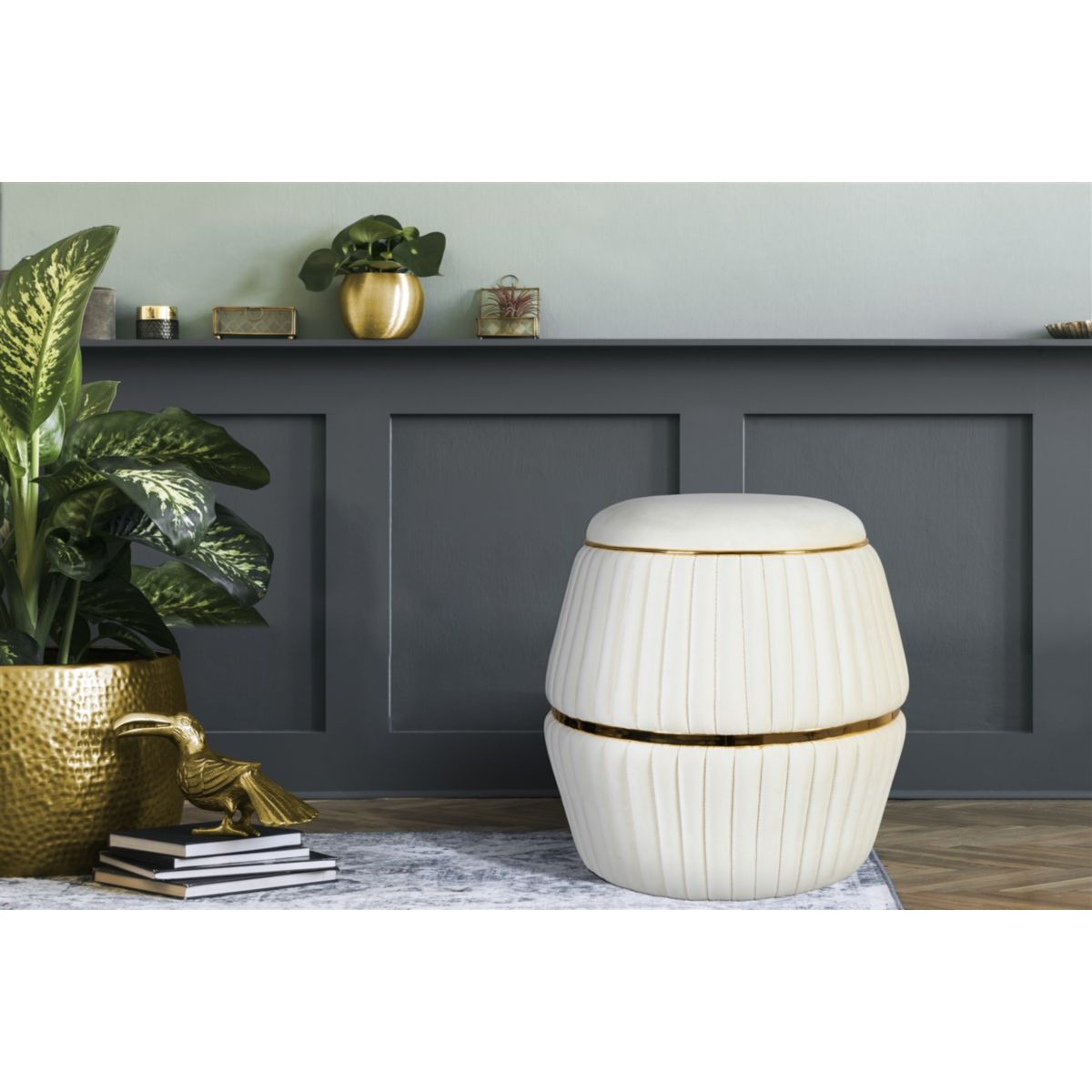 Hocker Doric 225 elfenbein gold Bild 3