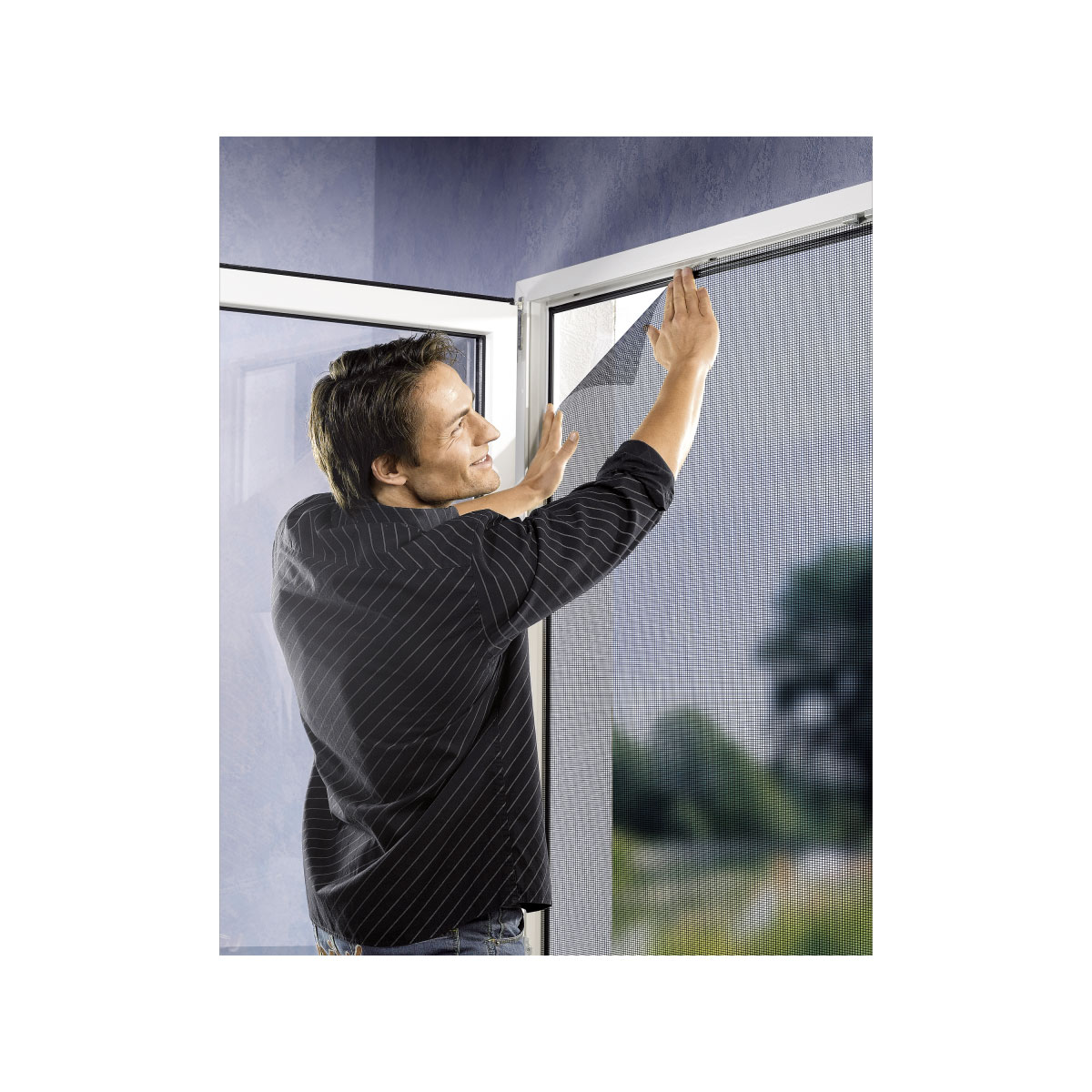 Basic Tür Fliegengitter 110 x 210 cm schwarz