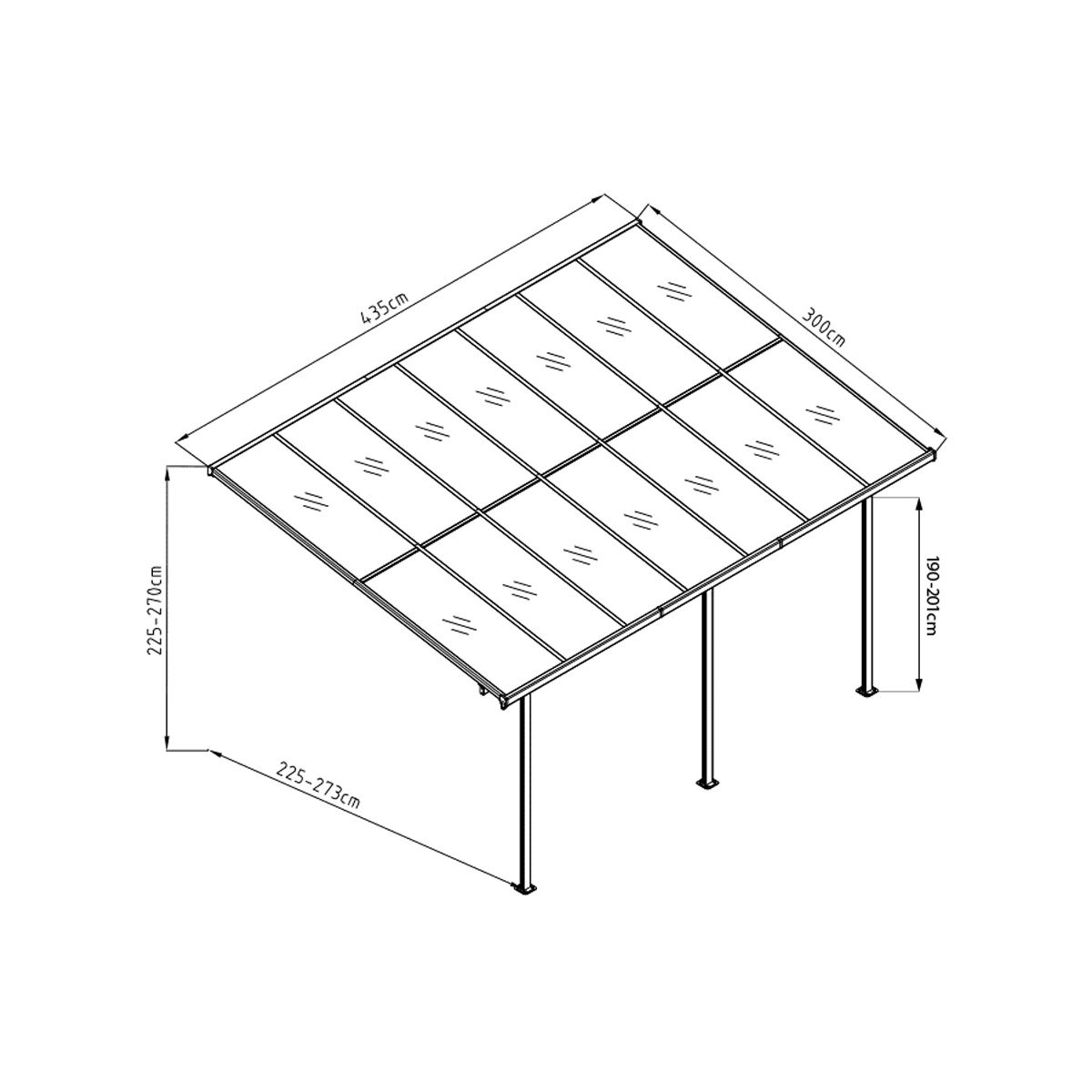 Westmann Terrassenüberdachung Bruce 435 300x435x270 cm Bild 7