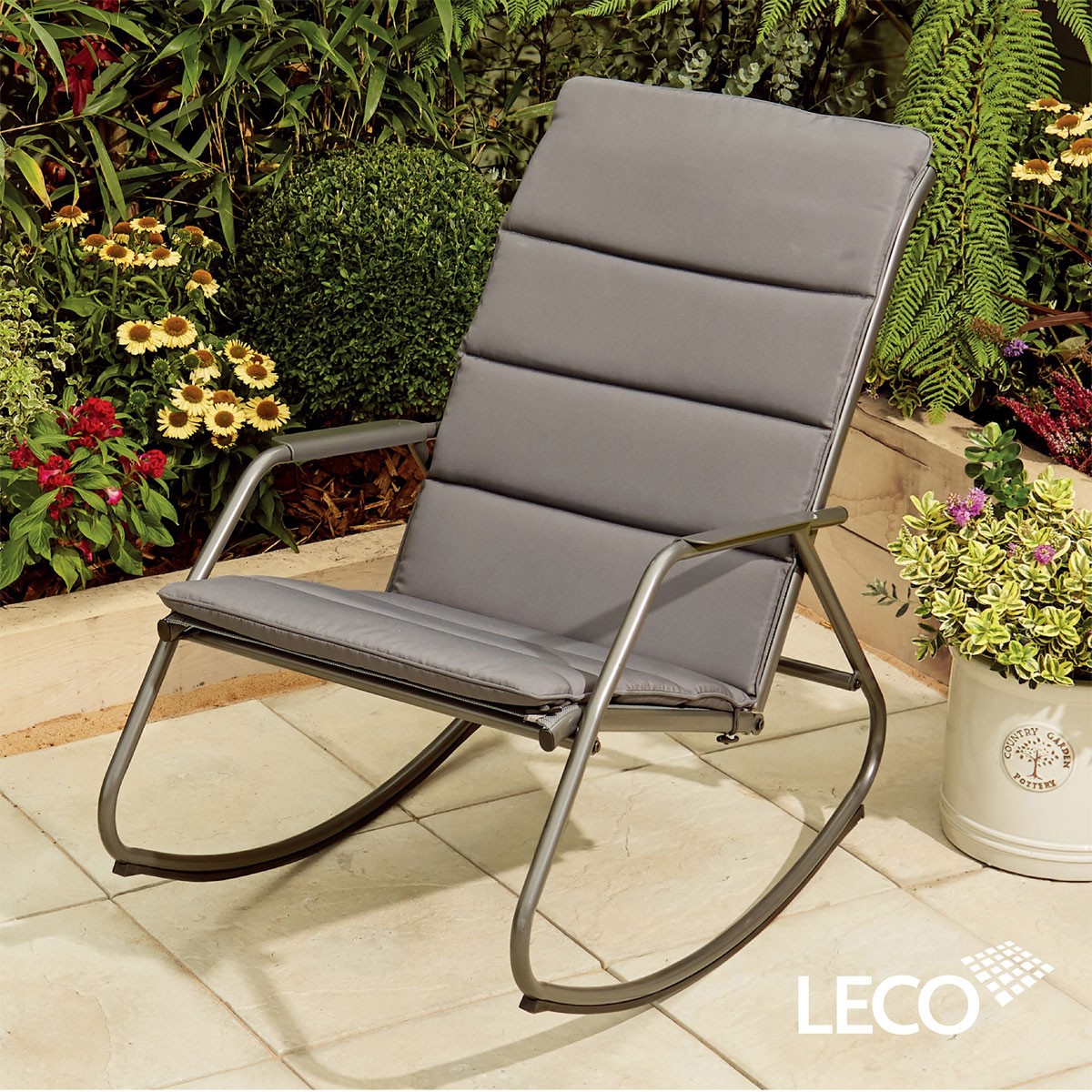 Leco Schaukelstuhl Schaukelsessel Gartenstuhl Lou 95 x 60 x 90 cm Bild 2